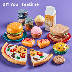 LAUGIGLE Pretend Play Food for Kids Kitchen, 78Pc Cutting Toy Food with Storage Bag