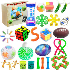 Fidget Toy Set, 35 Pcs Sensory Toy for ADD, OCD, Autistic Children, Adults, Anxiety Autism to Stress Relief and Anti Anxiety with Motion Timer, Perfect for Classroom Reward with Gift Box