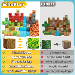 EchoPlan 150PCS Magnetic Blocks, Magnetic Building Blocks, STEM Constructions Magnet Blocks for Boys Girls Age 3 4 5 6 7 8 9 10, Sensory Stacking Toy Christmas Birthday Gifts for Kids, 1" Large Size