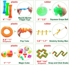 Fidget Toy Set, 35 Pcs Sensory Toy for ADD, OCD, Autistic Children, Adults, Anxiety Autism to Stress Relief and Anti Anxiety with Motion Timer, Perfect for Classroom Reward with Gift Box