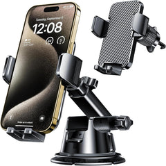 Qifutan Dash Mounted Holders Phone Holders for Your Car Phone Mount for Car Windshield Dashboard Air Vent Universal Desk Mounts Hands Free Automobile Cell Phone Holder Fit for iPhone Smartphone
