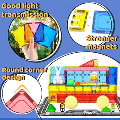 Magnetic Tiles - Road Set, Magnetic Building Blocks, Preschool Montessori Toys Gift for 3+ Year Old Boys and Girls, Sensory Christmas Toys for Kids Aged 3-5 and 4-8, Ideas for Toddler with Autism