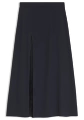 Pleat-front A-line midi skirt