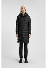 Water-repellent hooded coat with lightweight padding