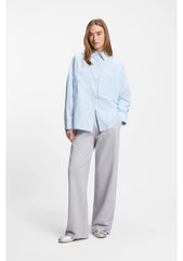 Relaxed-fit blouse in striped cotton poplin