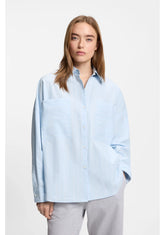 Relaxed-fit blouse in striped cotton poplin