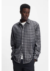 Oversized-fit shirt in checked cotton twill