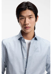 Slim-fit shirt in Italian-made striped cotton twill