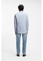 Slim-fit shirt in Italian-made striped cotton twill