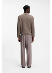 Relaxed-fit sweater in structured cotton with polo collar