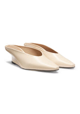 Leather mules with wedge heel