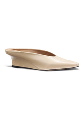 Leather mules with wedge heel