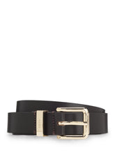 Italian-leather belt with gold-tone buckle