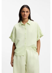 Regular-fit blouse with rolled cuffs