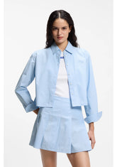 Relaxed-fit blouse in striped cotton poplin