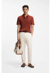 Zip-neck polo shirt in cotton and silk