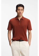 Zip-neck polo shirt in cotton and silk