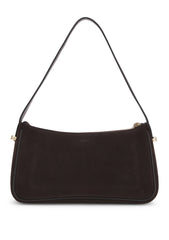 Suede shoulder bag with metallic Double B monogram