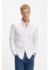 Relaxed-fit shirt in printed cotton jersey