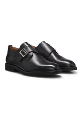 Leather monk shoes with brogue details
