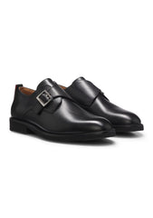 Leather monk shoes with brogue details