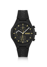 Black watch with silicone logo strap