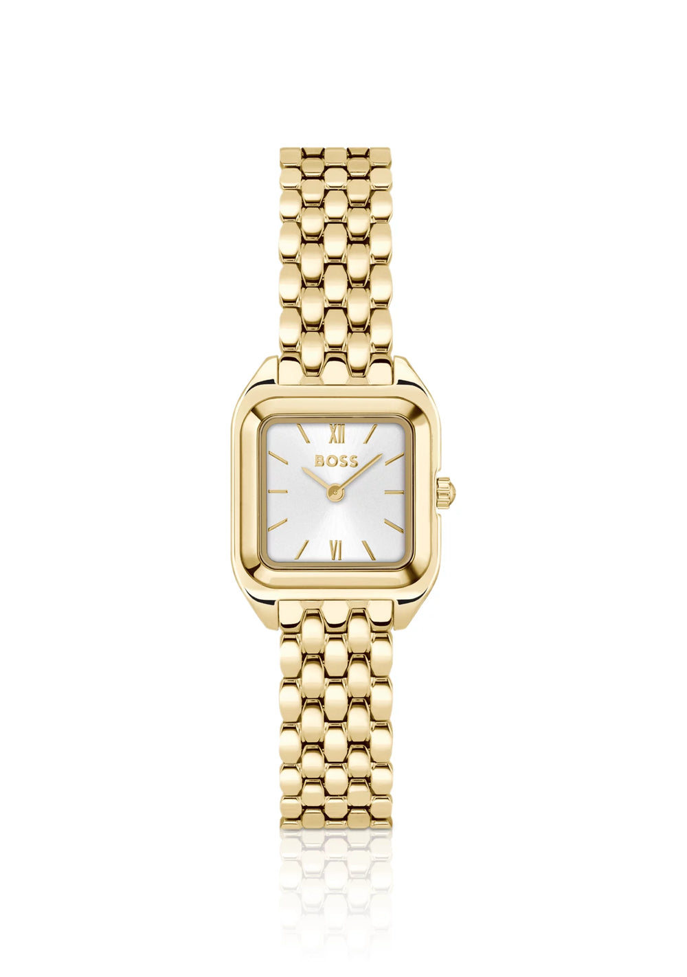 MAE PETITE Gold-effect link-bracelet watch with silver-white dial