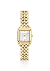 MAE PETITE Gold-effect link-bracelet watch with silver-white dial
