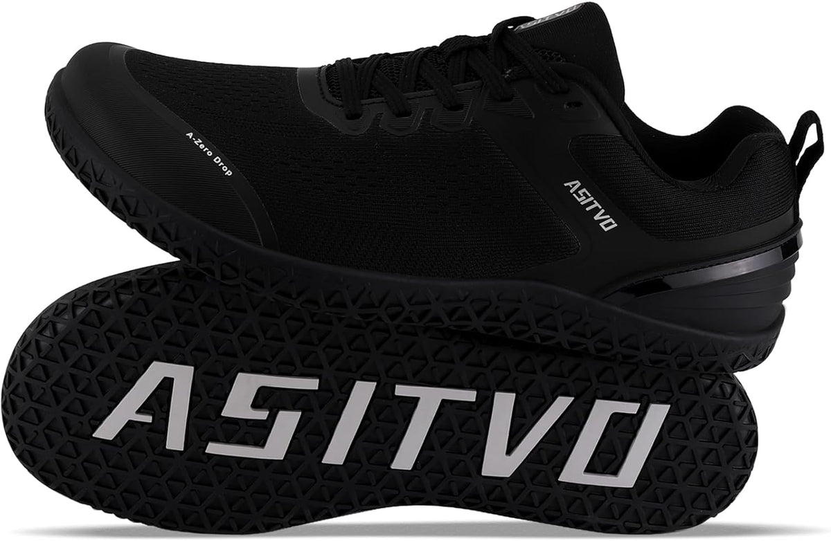 ASITVO Wide Barefoot Shoes Men Gym Zero Drop Sole Minimalist Cross Trainer Width Toe Box Sneakers Grounding Knit No-Sew Upper TPU Toe and Heel Colorful