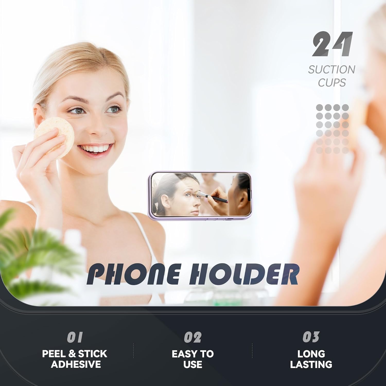 Silicone Phone Sticky Grip, Suction Phone Case Mount for iPhone and Android, Hands-Free Sticky Cell Phone Grip, Mobile Fidget Mirror Holder for Selfies and Videos