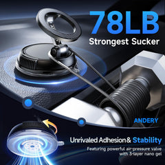 ANDERY Car Phone Holder for Magsafe [78+LBS Strongest Suction & 2400gf Magnetic] 360° Adjustable Car Phone Mount, Phone Holders for Your Car for iPhone 17 Pro Max 16 15 14 13 12 Plus Air, Carbon Fiber