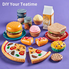 LAUGIGLE Pretend Play Food for Kids Kitchen, 78Pc Cutting Toy Food with Storage Bag
