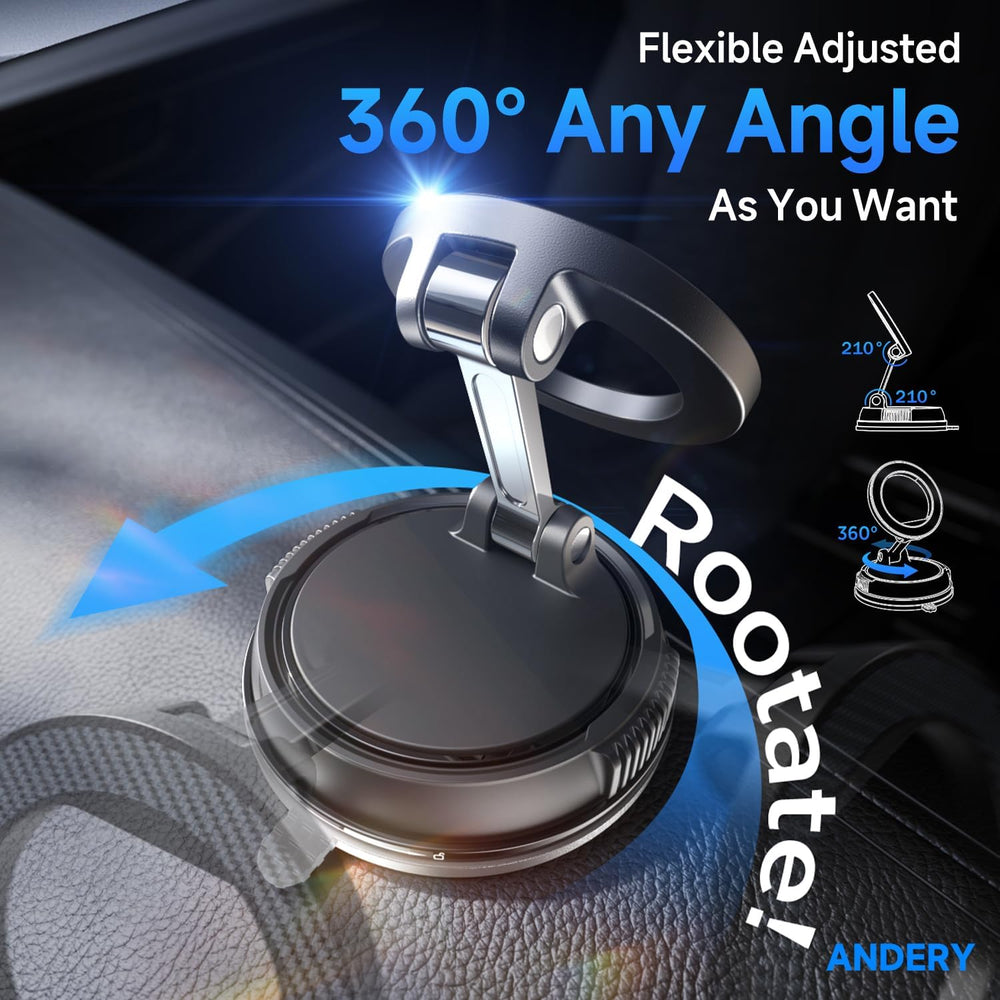 ANDERY Car Phone Holder for Magsafe [78+LBS Strongest Suction & 2400gf Magnetic] 360° Adjustable Car Phone Mount, Phone Holders for Your Car for iPhone 17 Pro Max 16 15 14 13 12 Plus Air, Carbon Fiber