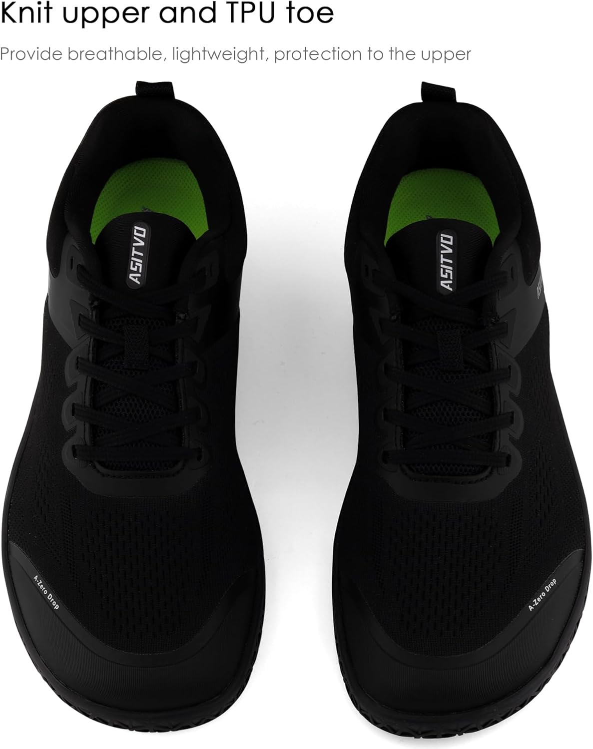 ASITVO Wide Barefoot Shoes Men Gym Zero Drop Sole Minimalist Cross Trainer Width Toe Box Sneakers Grounding Knit No-Sew Upper TPU Toe and Heel Colorful