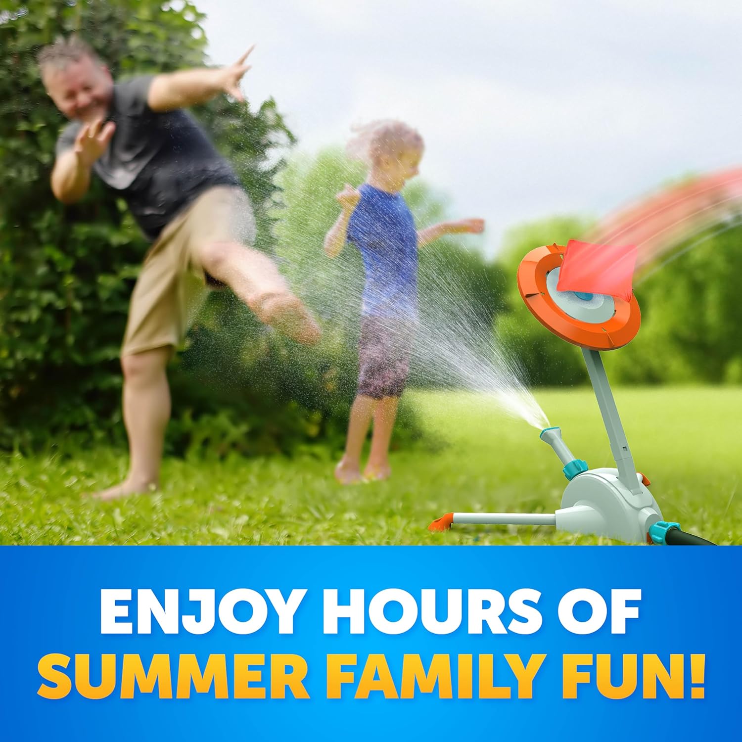 Blue Marble Toss 'N Soak Outdoor Sprinkler Game - Outdoor Water Play, Toss A Bean Bag & Soak Your Friends for Backyard Water Fun, Connects to Garden Hose, Kids Sprinklers for Yard, Yard Water Toys