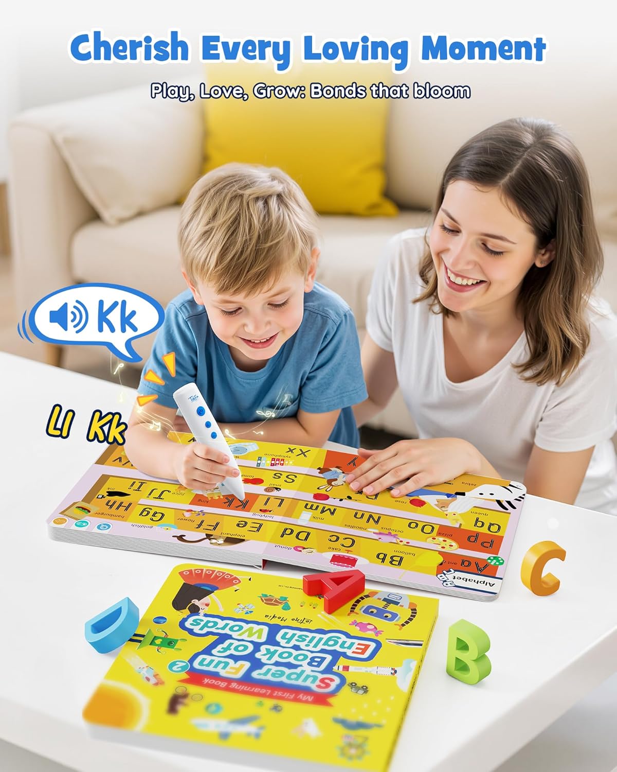 TEKFUN Learn to Read Words Books with Talking Pen, Educational Autism Sensory Toys for Kids, 500+ Learning Activities, Toddler Birthday Gifts for Boys Girls Ages 1-6