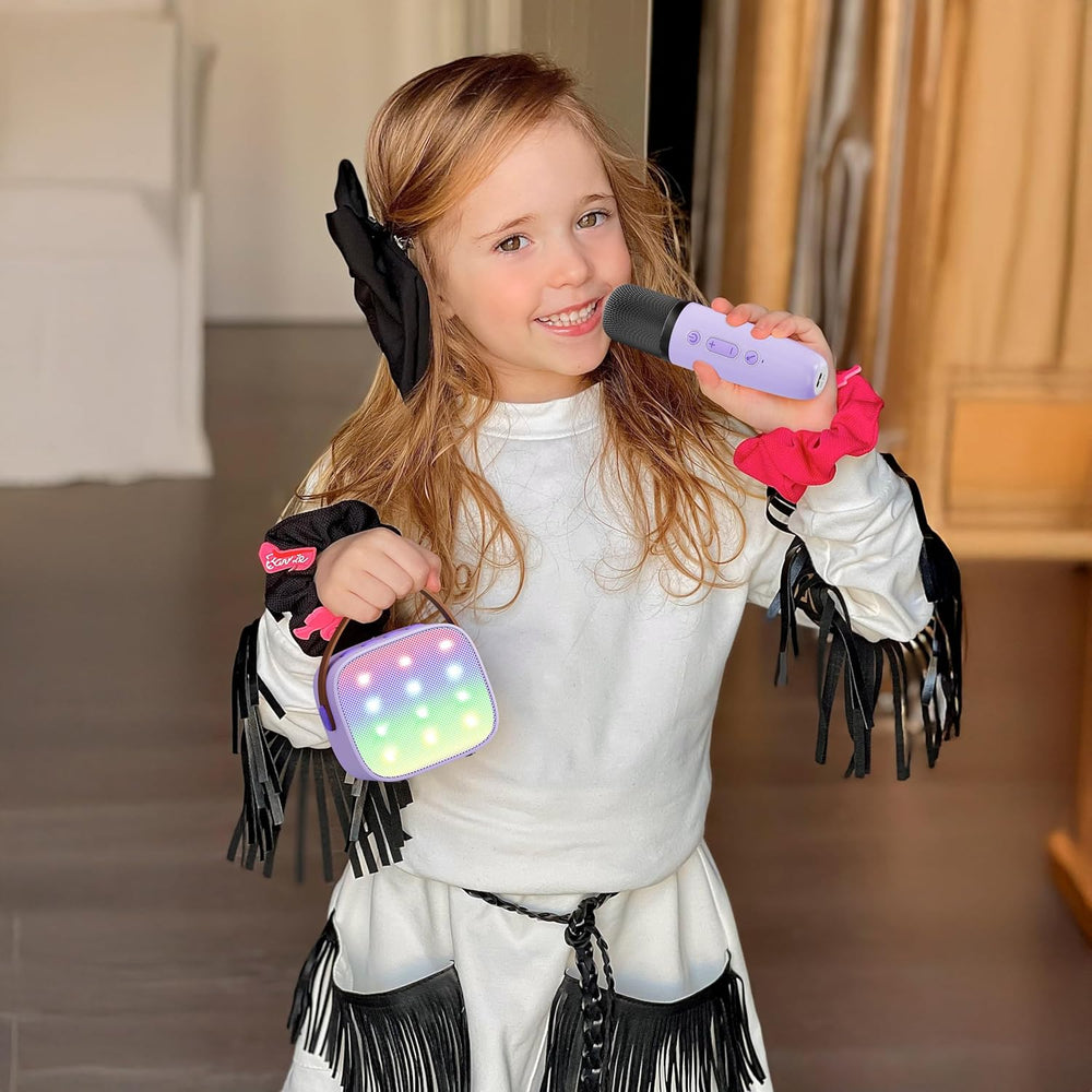 YLL Karaoke Machine for Kids, Portable Mini Speaker with 2 Wireless Microphones, TOP Kids Gifts for Girls Ages 3, 4, 5, 6, 7, 8, 9, 10+ Years Old, 4-12th Birthday Singing Present Toy Party (Purple)