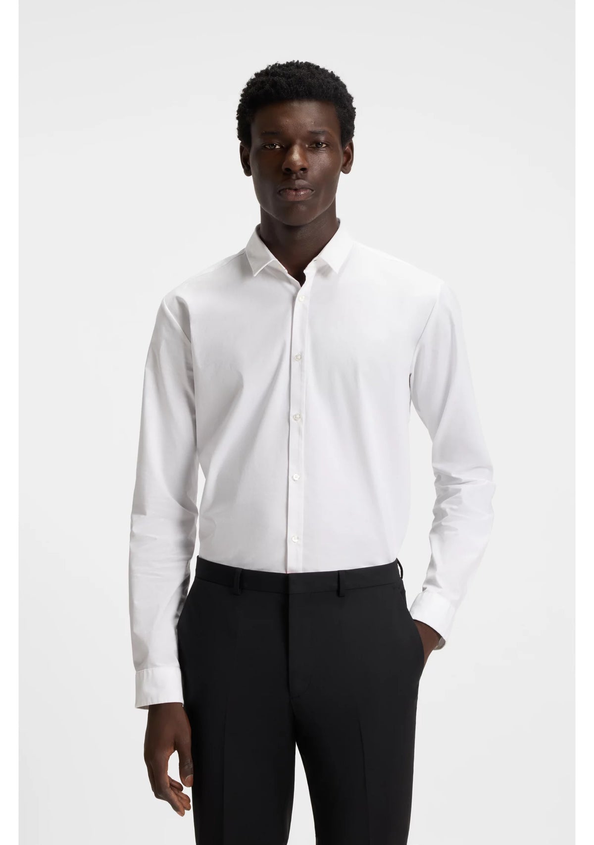 Extra-slim-fit shirt in stretch-cotton canvas