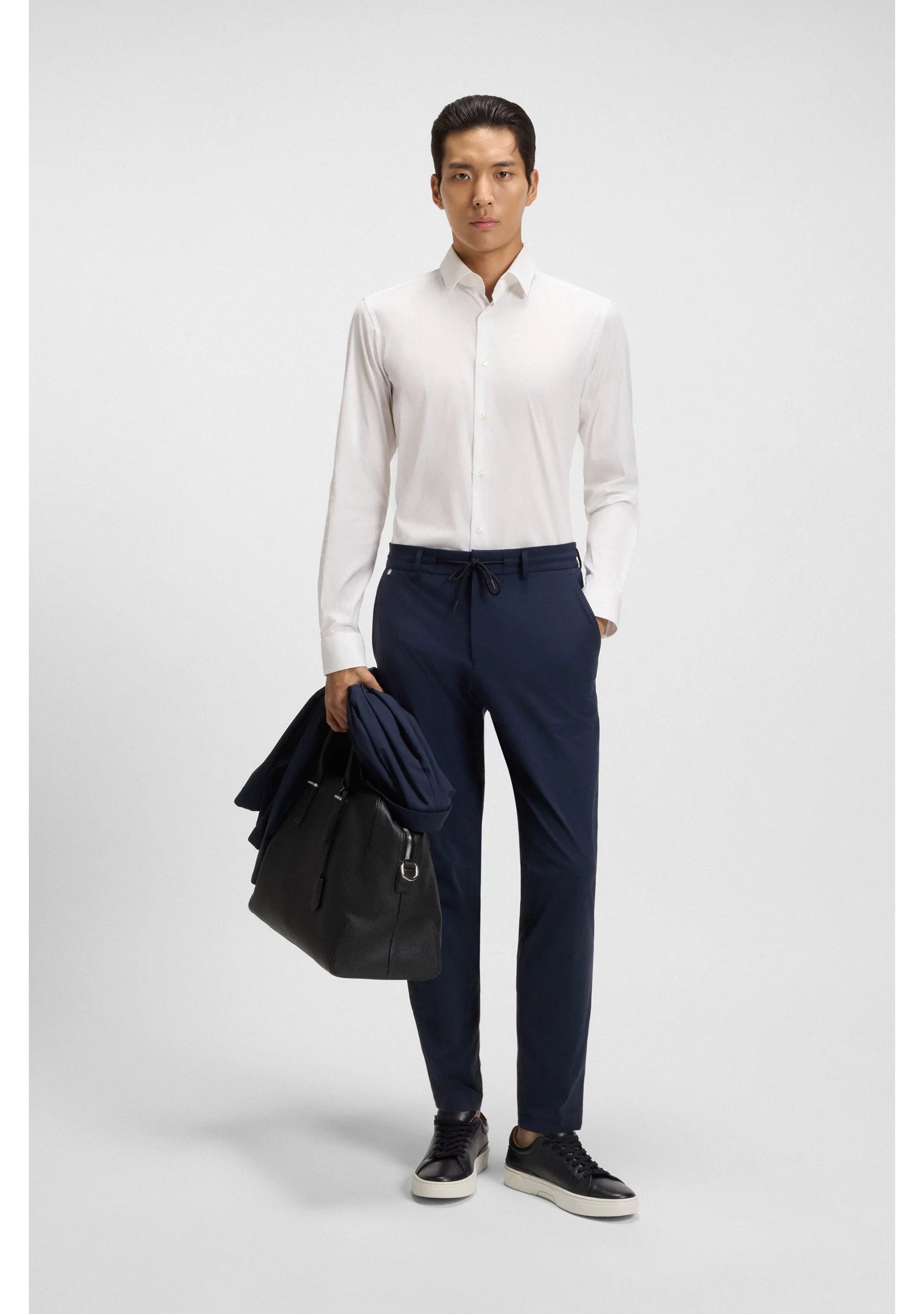 Extra-slim-fit shirt in easy-iron cotton-blend poplin