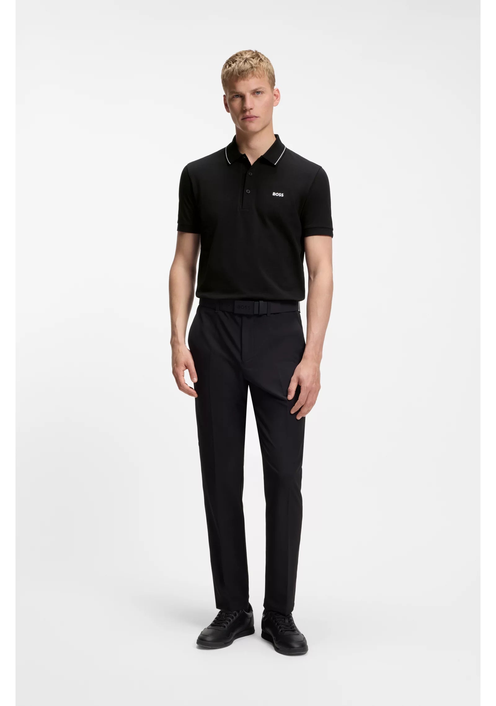 Slim-fit cotton piqué polo shirt with logo