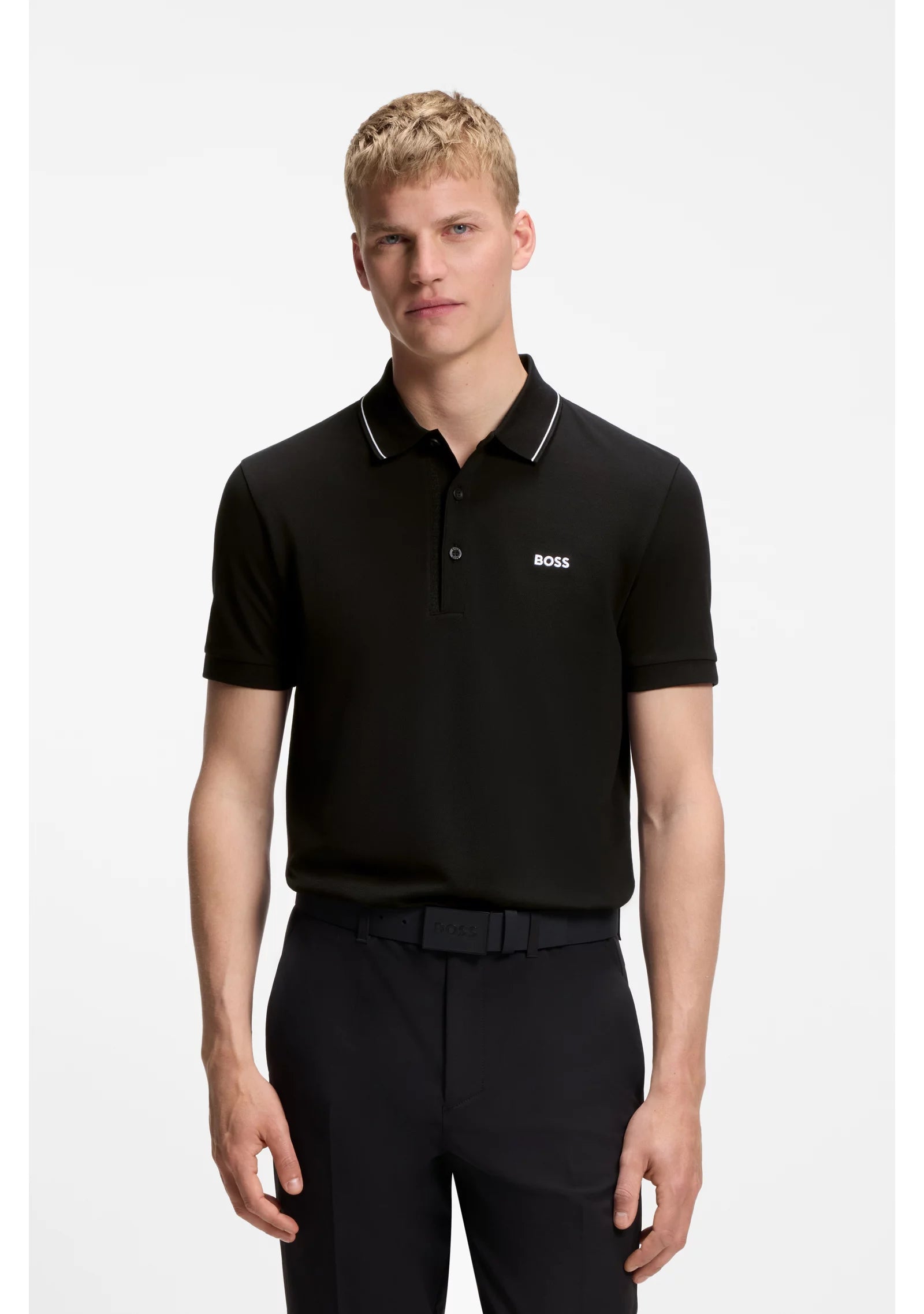 Slim-fit cotton piqué polo shirt with logo