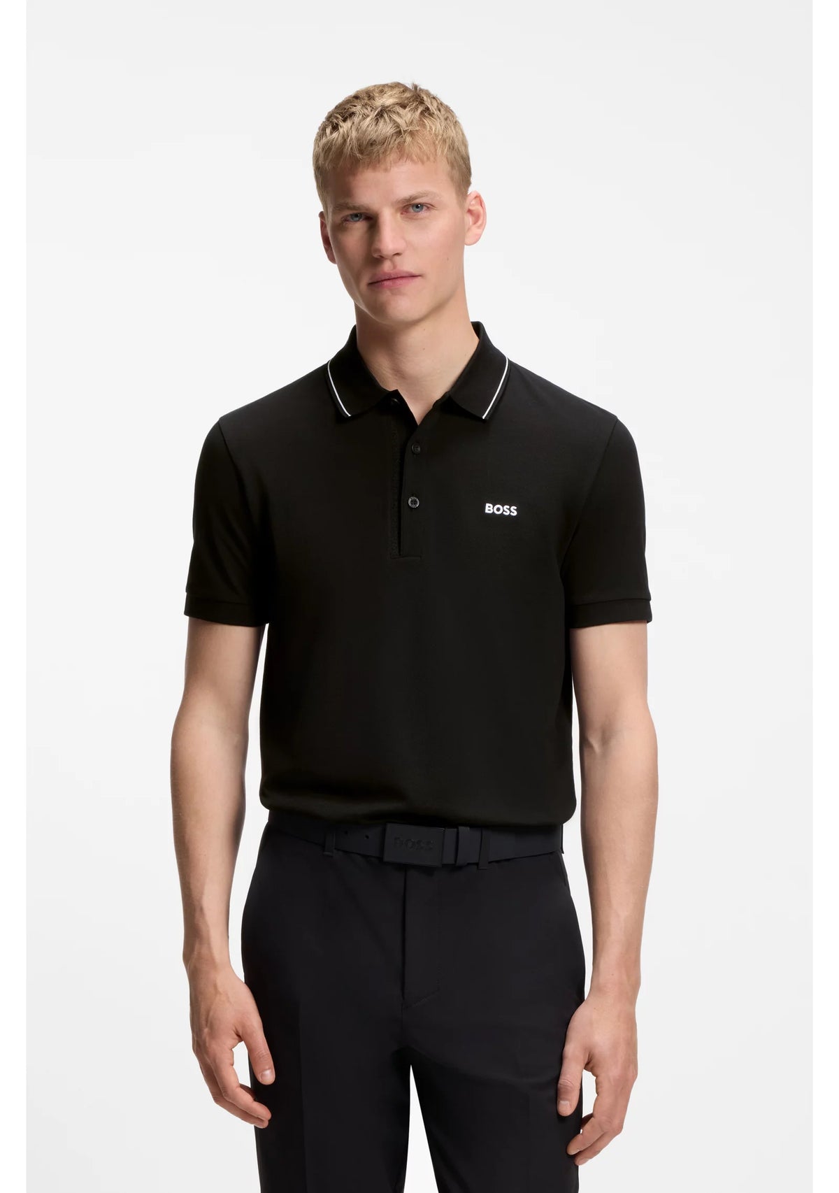 Slim-fit cotton piqué polo shirt with logo