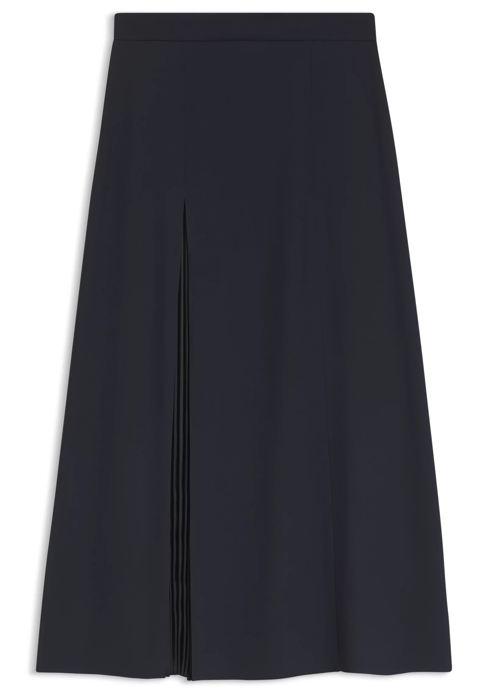 Pleat-front A-line midi skirt