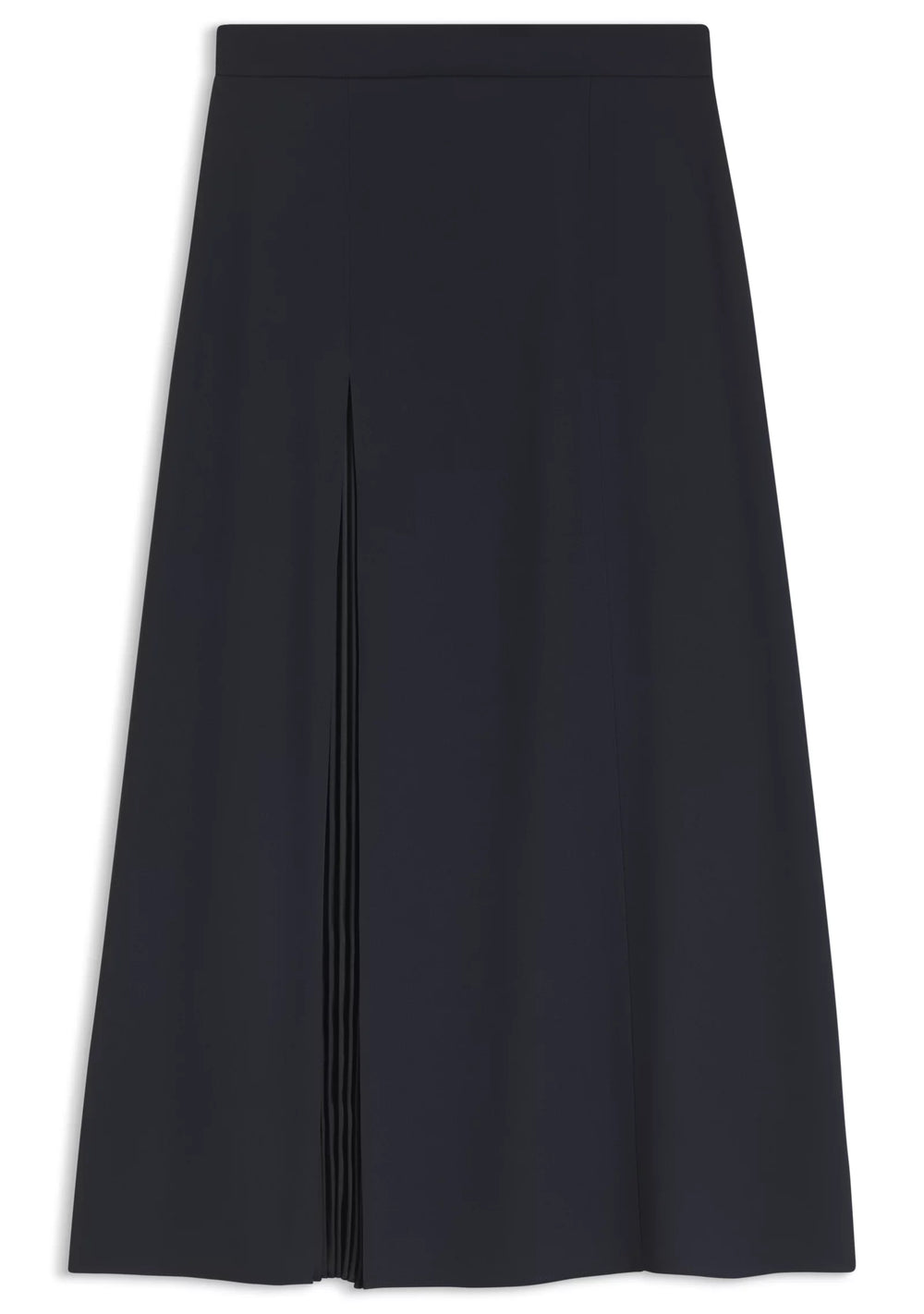 Pleat-front A-line midi skirt