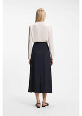 Pleat-front A-line midi skirt