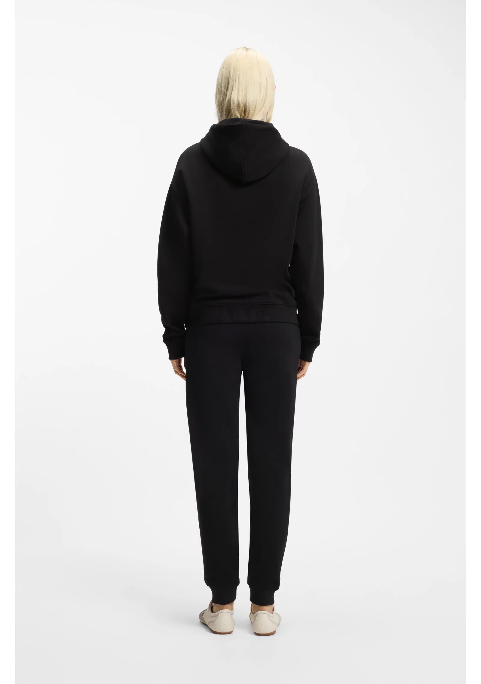 Cotton-terry hoodie with embroidered stacked logo
