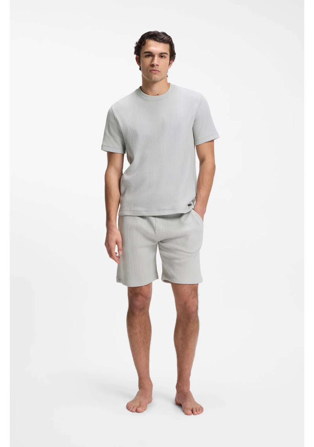 Cotton-blend T-shirt with waffle structure