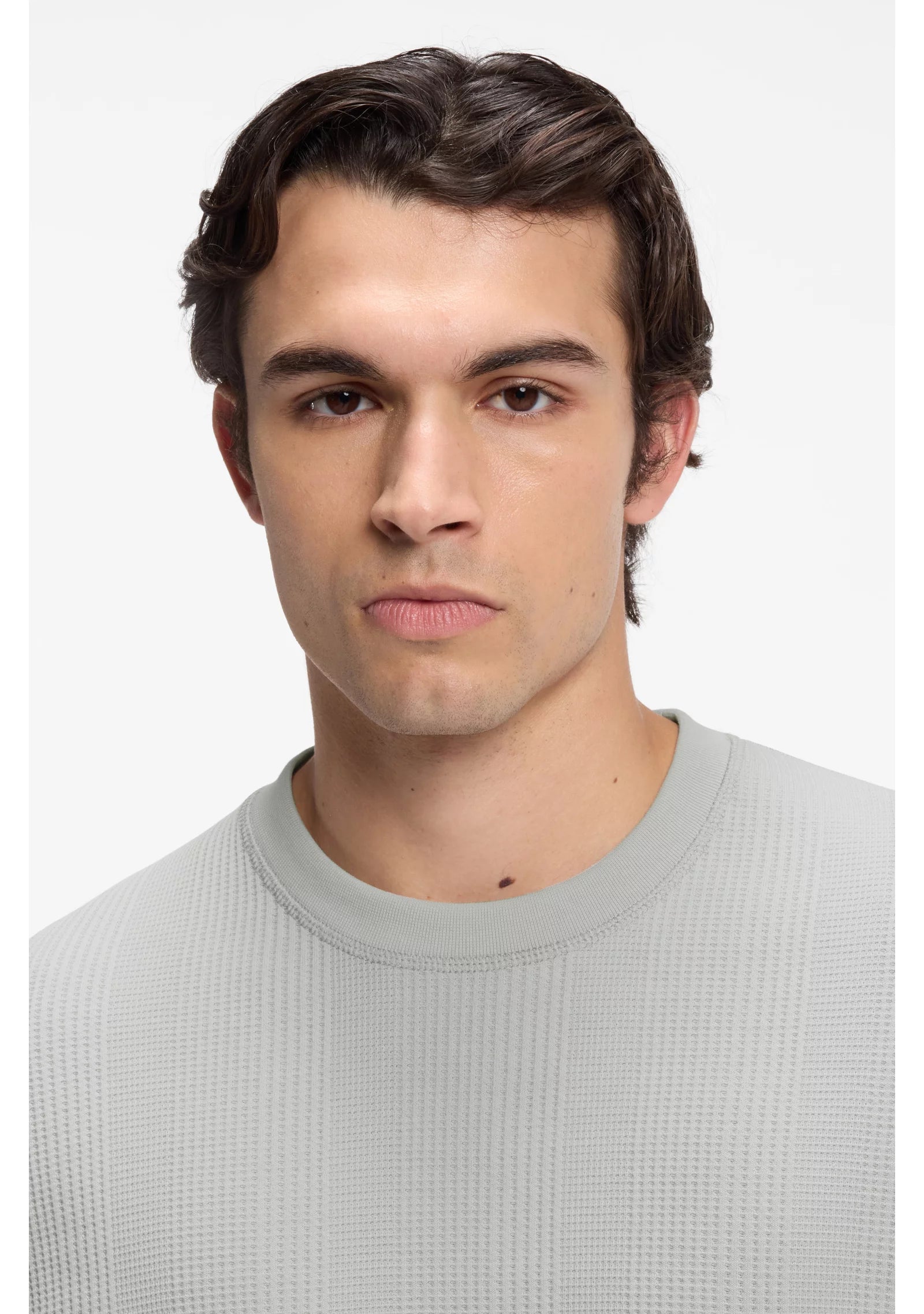 Cotton-blend T-shirt with waffle structure