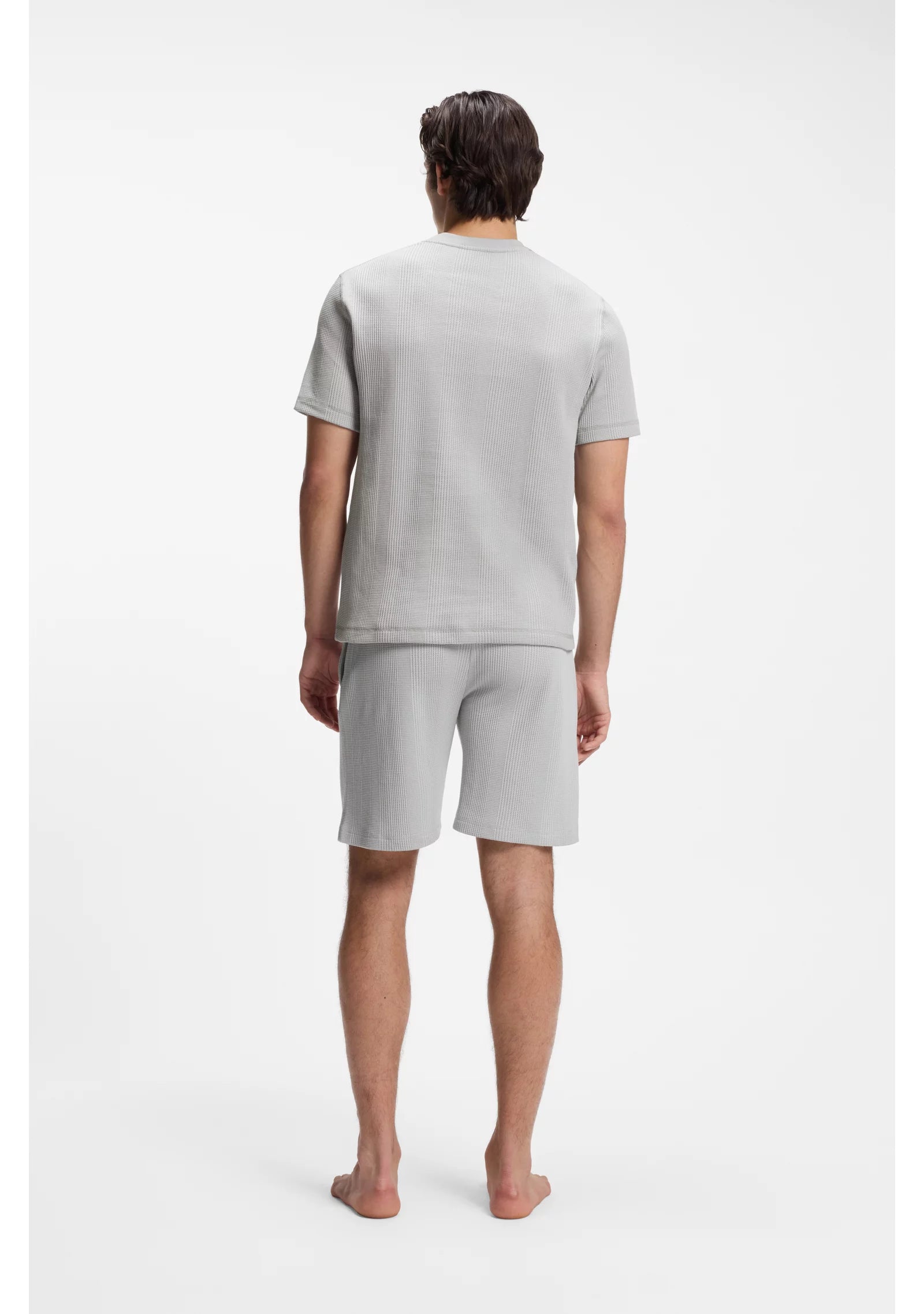 Cotton-blend T-shirt with waffle structure
