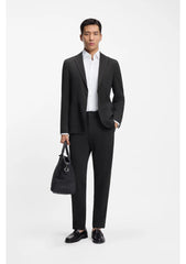 Tapered-fit trousers in stretch seersucker